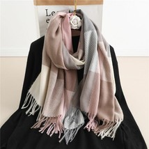 Long Women Scarf 200cm Length Plaid Pattern Tassel Warm Winter Scarves Blanket - £16.62 GBP