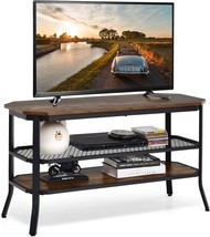 Medimall 3-Tier Tv Stand For Tvs Up To 46”, Industrial Console, Rustic Brown - £85.35 GBP