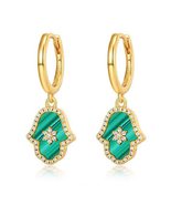 Elegant Malachite Long Chain Women Earrings Drop Dangle Rhinestone Earri... - $55.85