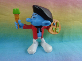 2011 McDonald&#39;s Painter Smurf PVC Figure or Cake Topper Peyo - £1.21 GBP