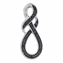 Sterling Silver Womens Round Black Color Enhanced Diamond Infinity Pendant .03 - £51.18 GBP