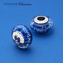 925 Sterling Silver Blue Sea Clear CZ Murano Glass Beads Charms Festival Collect - £30.51 GBP