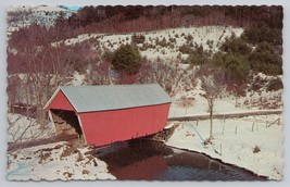 Vermont Covered Bridge East Bethel Winter Scene Real Photo Vintage Postcard - £10.80 GBP