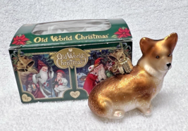 Old World Christmas Corgi Ornament w Box Tan White - $18.32