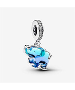 925 Sterling Silver Blue Murano Glass Elephant Dangle Charm,Fit Pandora ... - €12,05 EUR