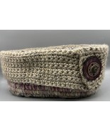 Handmade Rove Unspun Wool Basket Crochet Multicolor Storage Decor 10.5 x6 - $291.89 MXN