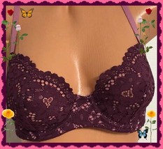 32DD Wine Pink Crochet Lace Sling Body by Victorias Secret unLined DEMI UW Bra - £32.16 GBP