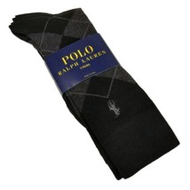 Polo Ralph Lauren Men&#39;s Dress Socks 3 Pack Argyle &amp; Solid Combo Black Si... - £14.38 GBP