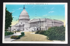 United States Capital Building Scenic Street View Washington DC Postcard c1930s - £4.78 GBP