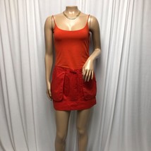 Susana Monaco Spaghetti Strap Dress Womens 4 Red Pleated Pockets Mini - $31.35