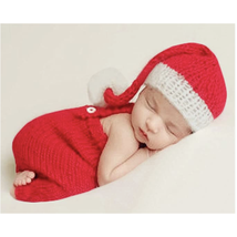 Newborn Baby CHRISTMAS Photo Shoot Knit Outfit Costume | Overalls &amp; Hat - £9.56 GBP