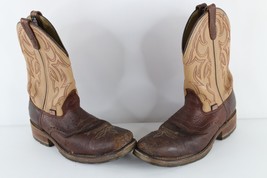 Vintage Double H Mens 9 D Distressed Steel Toe Tribal Leather Cowboy Boo... - $98.95