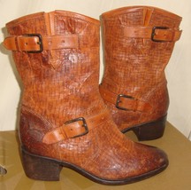 Ugg Italian Collection Conchetta Weave Leather Buckle Boots Size Us 7,EU 38 New - £67.51 GBP