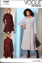 Vogue V1837 Misses 16 to 24 Double Breasted Flared Coat Uncut Sewing Pattern - $23.11