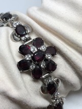 Vintage Garnet White Sapphire Bracelet 925 Sterling Silver - £195.07 GBP