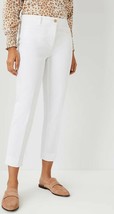 New Ann Taylor White Crisp Cotton Crop Pant 4 6 Zip Fly Button Closure B... - £31.59 GBP