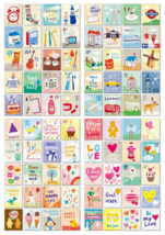 Cartoon Pictures Postage Stamps Stickers, 4 sheets = 80 Stickers, Scrapb... - $5.80