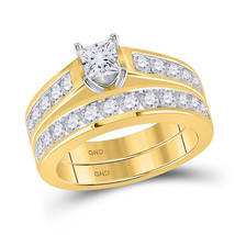 14k Yellow Gold Princess Diamond Bridal Wedding Ring Band Set 2 Ctw - £4,141.81 GBP