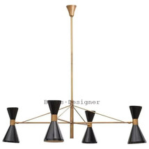 1950 Brass Diabolo Black Cone Sputnik Italian Stilnovo Modern Colored chandelier - £290.74 GBP