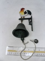 Painted Rooster Cast Iron Bell 6&quot; Wall Mount Vintage - £9.72 GBP