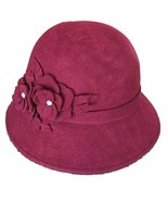 ADORA Bucket Hat ~ Burgundy ~ AD116C ~ Wool ~ One Size ~ Band w/Floral P... - $51.15 CAD