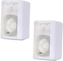 White Pair Of 151W Indoor Outdoor 2 Way Acoustic Audio Speakers. - £37.73 GBP