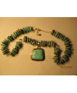 Beautiful Vintage BARSE 18" Sterling Silver & Turquoise Nugget Pendant Necklace - $150.00