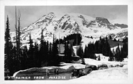 Mt Rainier Washington From Paradise INN-OLD VEHICLES~1930s Real Photo Postcard - £5.94 GBP