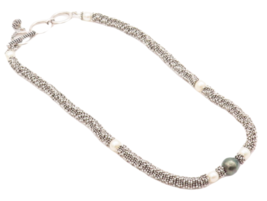 925 Sterling Silver Vintage Necklace DEBORAH ARMSTRONG Carved Pearls  NE... - $475.21