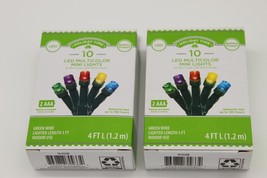 Lot of 2 New Holiday Time 10 Count LED Multicolor Mini Lights 4 FT Long - $14.25