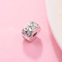 925 Sterling Silver Infinite Hearts Sparkling Clip Charm Bead - $16.66