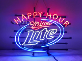 New Miller Lite Happy Hour Beer Lamp Neon Sign 24&quot;x20&quot; - £195.55 GBP