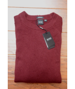 Hugo Boss $398 Men&#39;s Banilo Regular Fit Dark Red 100% Cashmere Knit Swea... - £97.37 GBP