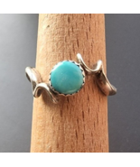 VINTAGE SOUTHWESTERN 925 STERLING SILVER  6.5 MM. ROUND TURQUOISE RING S... - $588.02 MXN