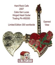 Hard Rock Cafe 2007 Cabo San Lucas Hinged Heart Guitar Trading Pin - £23.87 GBP