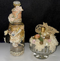 Lot Of 2 Katherine&#39;s Collection Lacy Fancy Beaded Decorative Perfume Bottles - £17.88 GBP