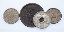 Lote De 4 Japonés Monedas 1875-1933 2 Sen A 10 Sen MB + A Bu - $89.01