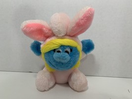 Smurfs 1983 vintage Peyo plush pink Easter bunny rabbit ears stuffed Smu... - £5.43 GBP
