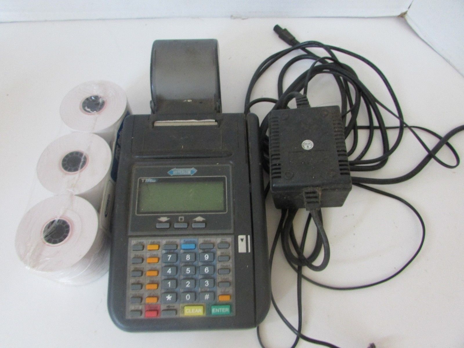 HYPERCOM MODEL T7PLUS CHARGE MACHINE CARD READER PHONE LINE TAPE/WIRES W... - $12.82