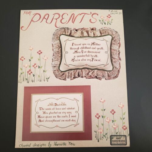 For Parents Cross Stitch Patterns Harriet Tew Leaflet 10 Decor Mother Father - $6.50