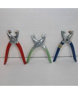 Lot of 3 Vtg Handheld 1/8&quot; Grommet Setter Eyelet Pliers Red Blue Green C... - £22.53 GBP