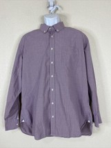 1901 Men Size 17.5 (XL) Red/Blue Micro Check Button Up Shirt Long Sleeve - $6.30