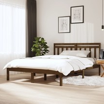 Bed Frame Honey Brown 150x200 cm King Size Solid Wood - £106.29 GBP