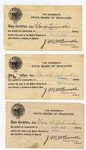 Five 1923 Minnesota State Board of Education Certificates Otter Tail County  - £14.06 GBP