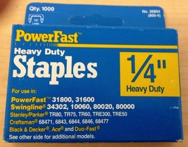 2X Powerfast 1/4&#39;&#39; Heavy Duty Staples 36804 (2x 1000 Count Boxes) - £16.94 GBP