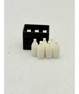 Dollhouse Miniature Toy Drinking 6 Milk Bottles &amp; Basket Accessories Fai... - $8.79 CAD