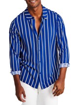 And Now This Mens Striped Long-Sleeve Resort Shirt in Navy-Large - $19.99