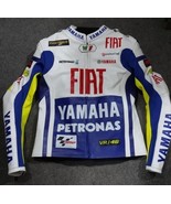  YAMAHA FIAT PETRONAS BLUEWHITE COWHIDE MOTORCYCLE LEATHER RIDING JACKET... - £125.07 GBP