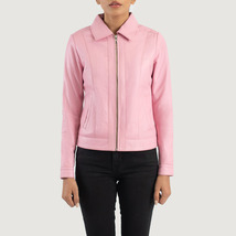 LE Vixen Pink Classic Collar Leather Jacket - £109.83 GBP+