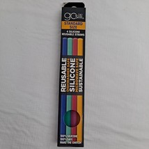 Silicone Straws Four Pack Blue Green Pink Yellow - £5.53 GBP